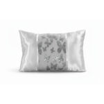 Oblong Butterfly Sequin Cushion Luxury Rectangular Decorative Accent - Silver