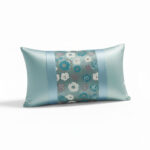 Oblong Floral Sequin Cushion Luxury Rectangular Decorative Accent - Teal