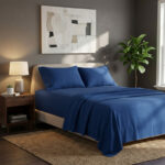 Soft Plain Brushed Cotton Fitted Flat Sheet Matching Pillowcases Set - Double - Teal