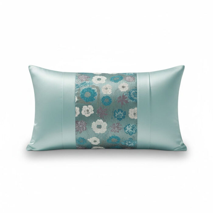 Oblong Floral Sequin Cushion Luxury Rectangular Decorative Accent